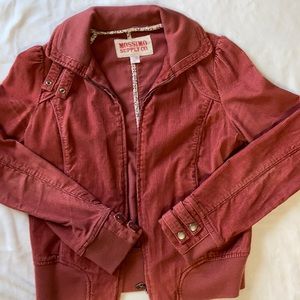 Mossimo Medium Mauve Corduroy Zip Jacket with Pockets